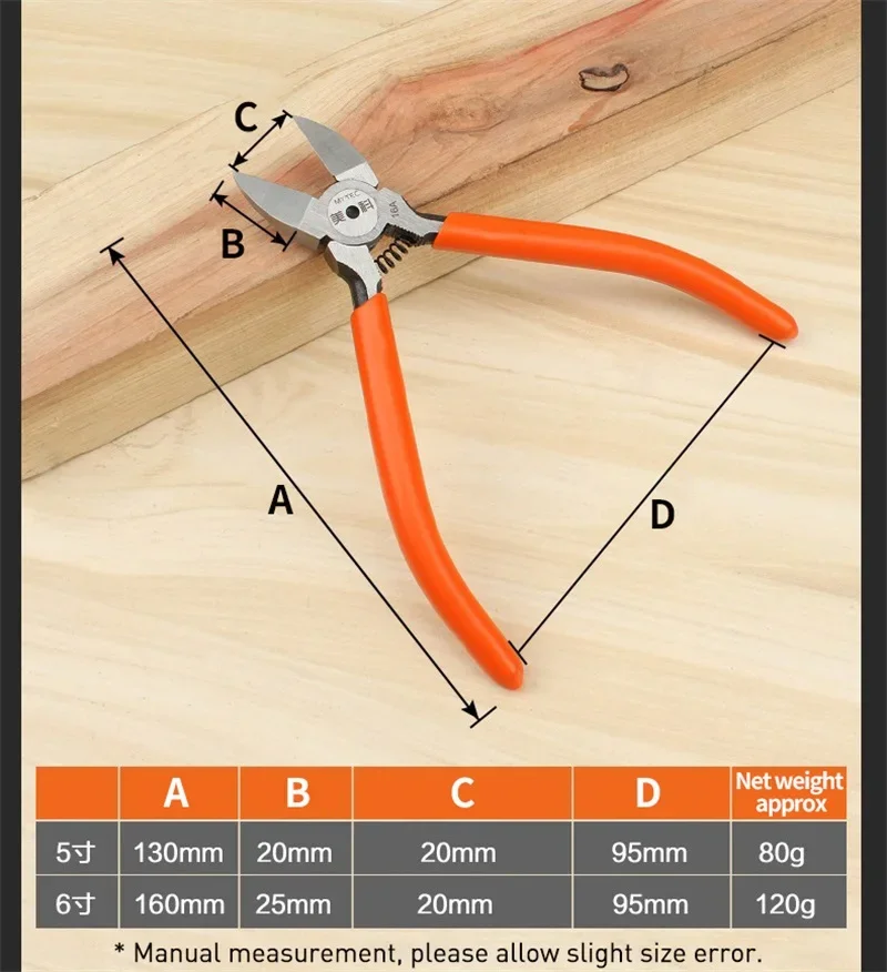 5/6 zoll Diagonal Zangen Multifunktionale Elektrische Draht Kabel Schneider Schneiden Side Snips Flush Nipper Hand Werkzeuge – Detail 7