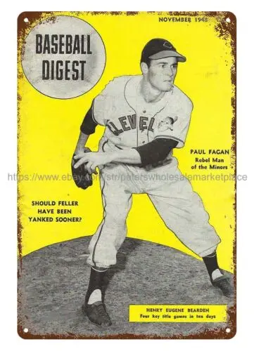 1948 Baseball Digest cover Paul Fagan,  metal tin sign metal