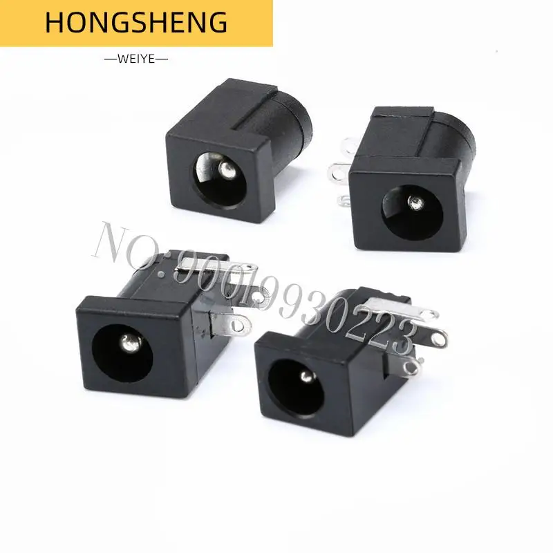 100% New 20pcs/lot 5.5x2.1mm DC-005 Black DC Power Jack Socket DC Connectors Supply Barrel-Type Right Angle PCB Mount Terminal