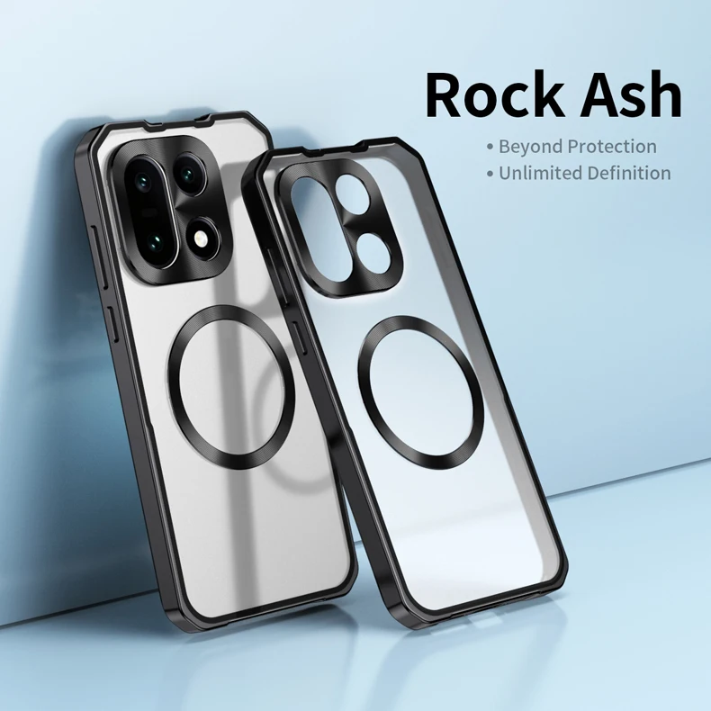 

For OnePlus 15 Case Shockproof Magnetic Translucent Matte Hard PC + Aluminum alloy Metal Frame Frosted Anti-fingerprint Cover