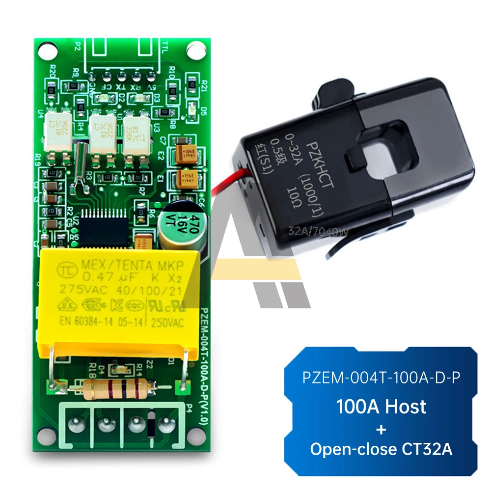 PZEM-004T 0-100A 80-260V AC Digital Multifunction Meter For TTL COM2\\COM3\\COM4 Watt Power Volt Amp Current Test Module with CT