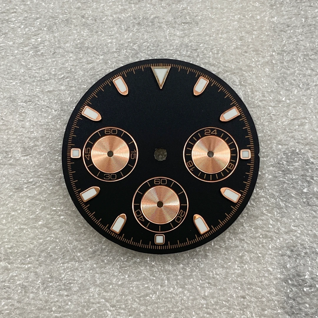 شعار مخصص رائع 29.5 مللي متر قرص مضيء متعدد الوظائف توقيت الباندا الطلب ، مناسبة لتركيب حركة الكوارتز VK63 OEM #2