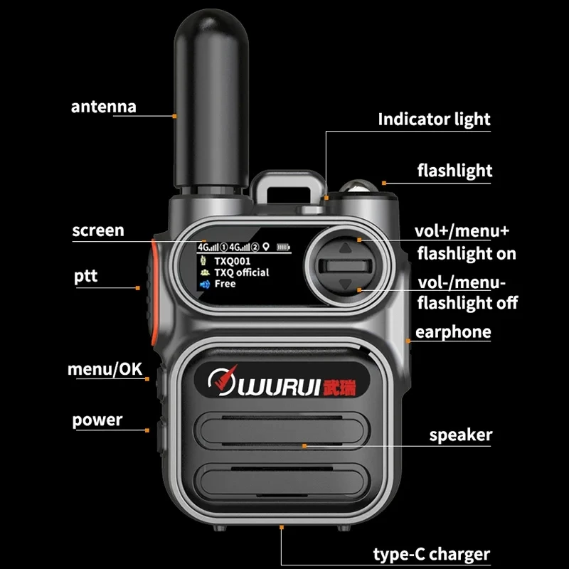 Imagem -06 - Portátil Walkie Talkie de Longo Alcance 4g Mini Rádio Portátil Internet Internet Profissional Global Disponível Ptt G388 Pcs