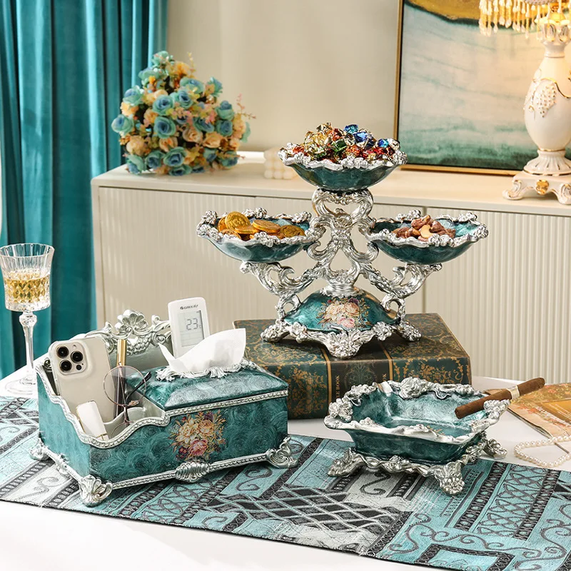 طاولة قهوة لغرفة المعيشة، صندوق حلوى إبداعي مزخرف، صندوق فواكه مجففة للوجبات الخفيفة المنزلية، ديكور فاخر خفيف #4