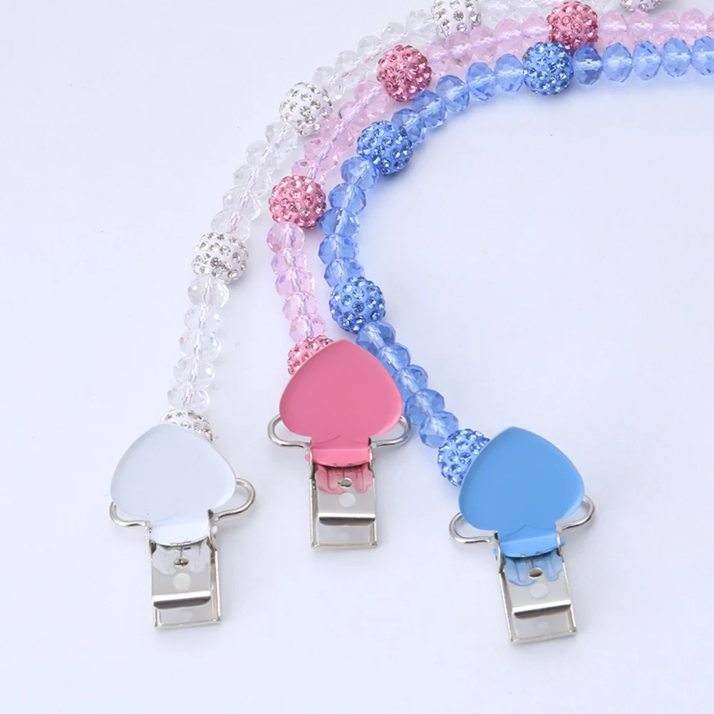 

Pacifier Clip Baby Anti Loss Chain Plastic Holder Strap for Teething Toys Lightweight Hollow Beads Skin Friendly