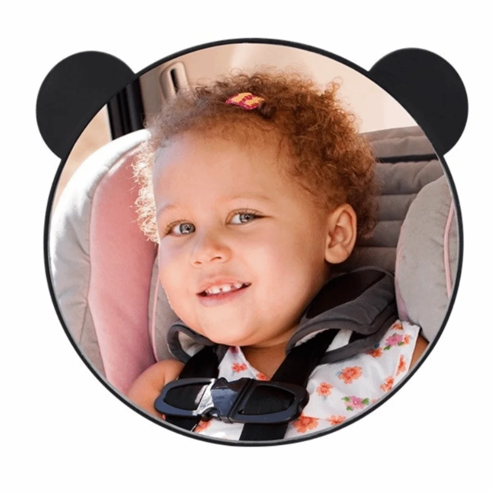 Bear Ear Car Mirror Round Mirror Face Adjustable Rearview Mirror for Infant Rear Facing Monitoring Car Safety Mirror