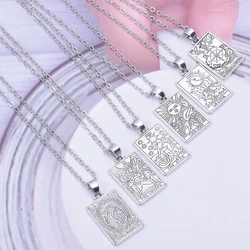 Goth Divination Tarot Card Necklaces Aesthetic Mystical Sun Word World Pendant Chain Collier For Women Party Gift Jewelry Bulk