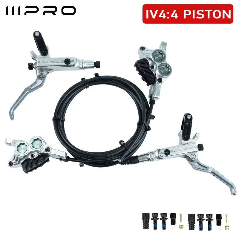 IIIPRO 4 Zuiger Fiets Hydraulische Schijfrem Set Road Mountainbike Hydraulische Remmen MTB Fiets Remklauw/Hendel voor SHIMANO