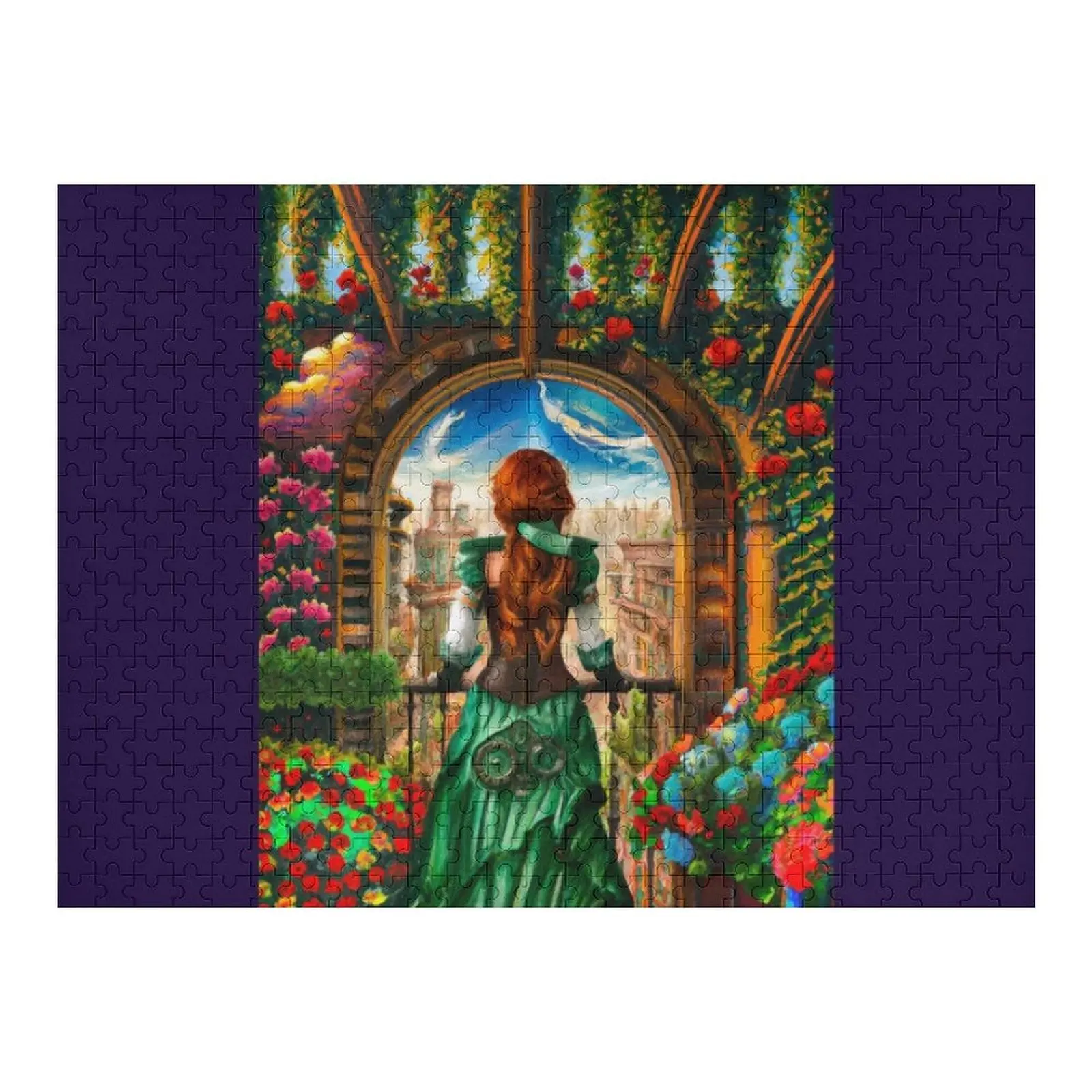 Reiziger's Balcony View - Emerald City Jigsaw Puzzle Foto Gepersonaliseerde geschenken Houten dierenkinderpuzzel