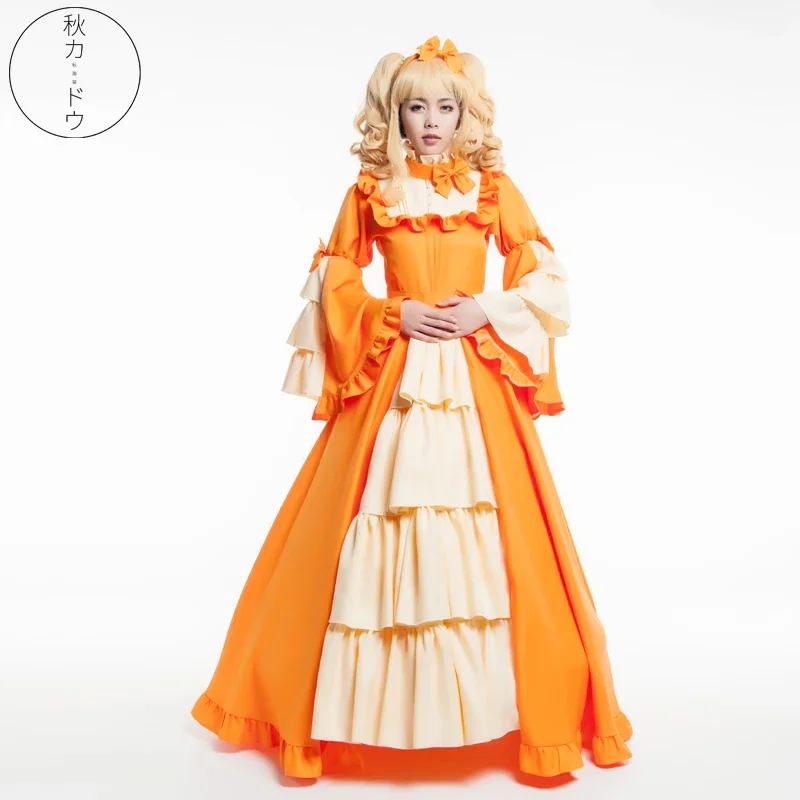 Lolita Dress Anime Black Butler Cosplay Elizabeth Ethel Cordelia Midford Halloween Palace Girls Female Orange Princess