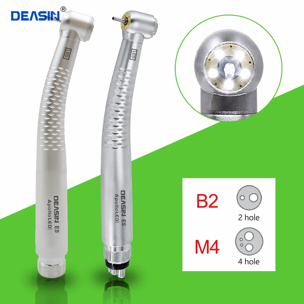 

1pc 5 LED dental optical fiber electronic generator high/fast handpiece 2/4 hole button dental turbine material tool