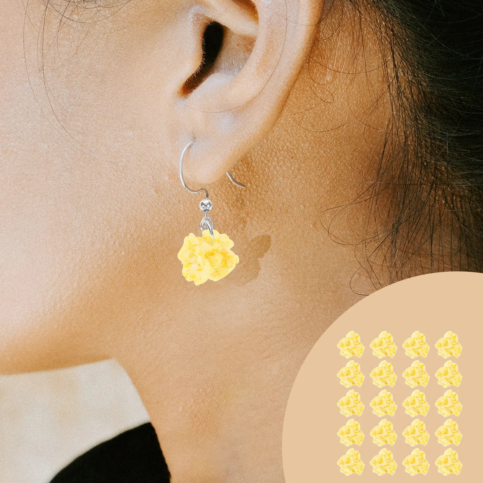 

20Pcs Resin Popcorn Charm DIY Craft Decoration Adorable Simulation Popcorn for Phone Case Ornament Picture Frame Hairpin