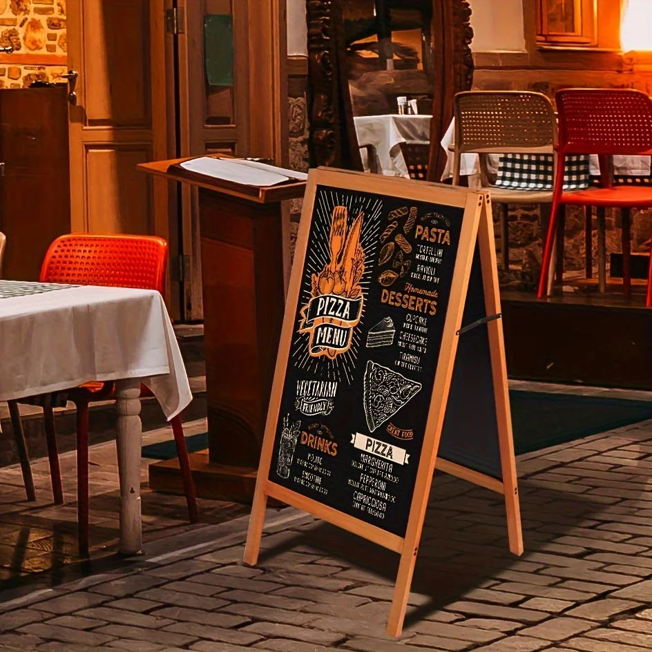 

Double-sided Drawing Painting Board Magnet Wooden Standing Writing Blackboard A-Frame Chalkboard Restaurant Menu Display Sign fo