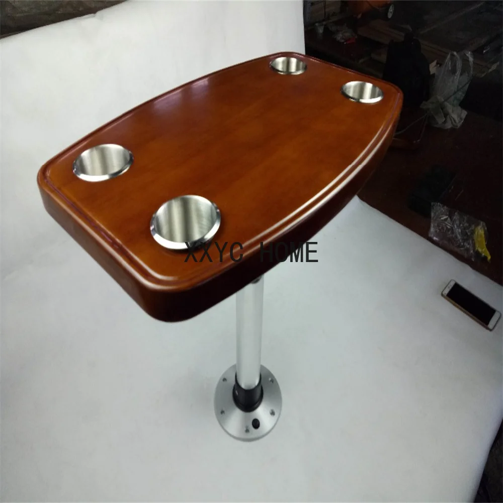 Varnished Painted Oak Table Top 650x400mm 4 Cup Holders Caravan RV Marine Boat