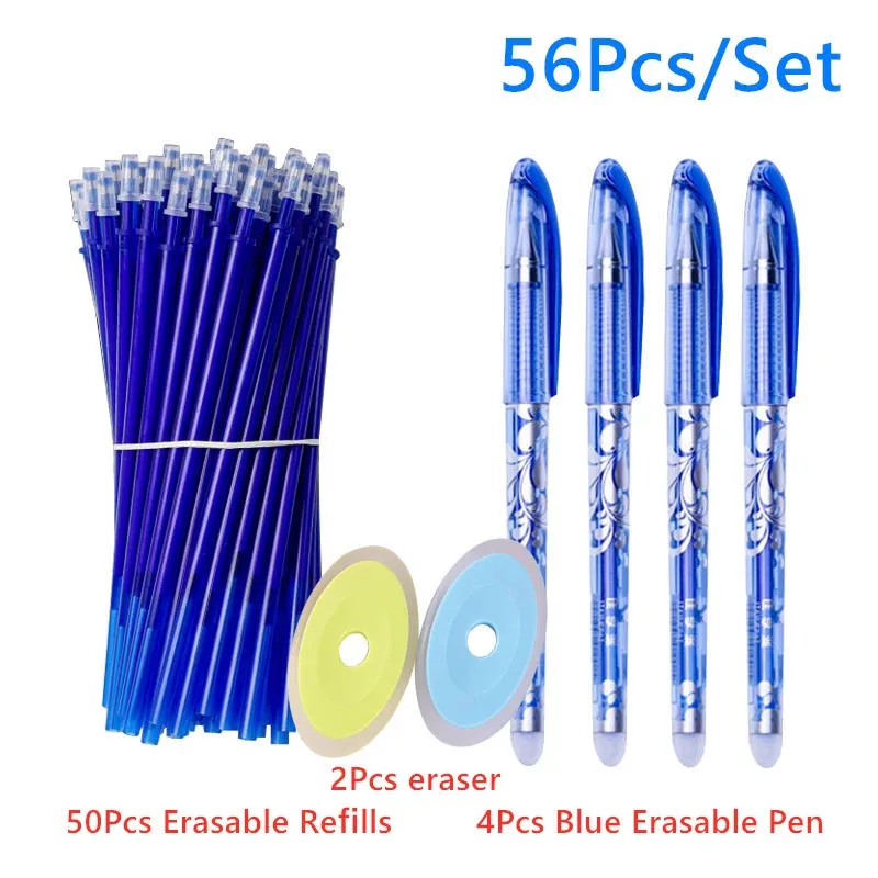 6/12/28/36/56 Stück löschbarer Gelstift, 0,5 mm Nadelspitze, verschwindender Tintenstift, wärmeaktivierte blaue Tintenfarbe, nachfüllbares Schreibwerkzeug – Detail 2