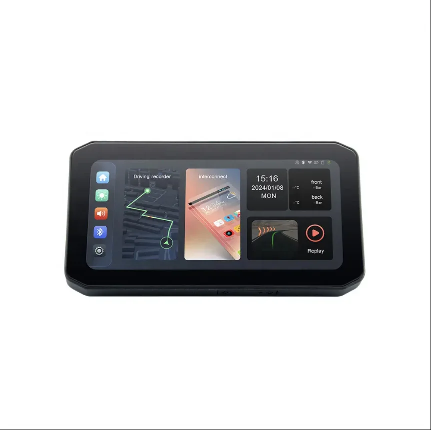 4K Motorcycle Dash Cam With GPS Tire Pressure Monitoring System Android Auto Carplay Support Waterproof Screen For OEM Supply