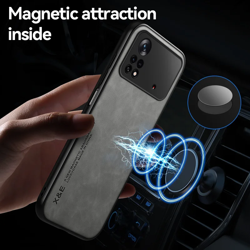 Per Xiaomi Poco M4 Pro 4G Case Car Magnetic Holder Cover posteriore per Poco Poko Pocco Little M4Pro M 4 Pro 4Pro M4 Pro custodie in pelle