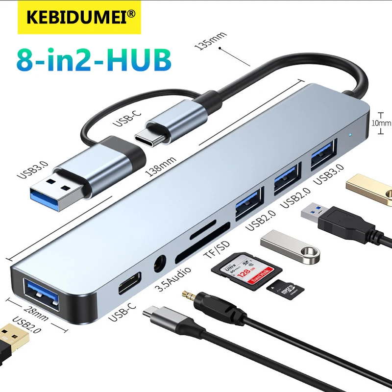 5Gbps USB 3.0 HUB USB C HUB USB C Docking Station High Speed Splitter Multiport OTG Adapter Card Reader for PC/Laptops/MacBook