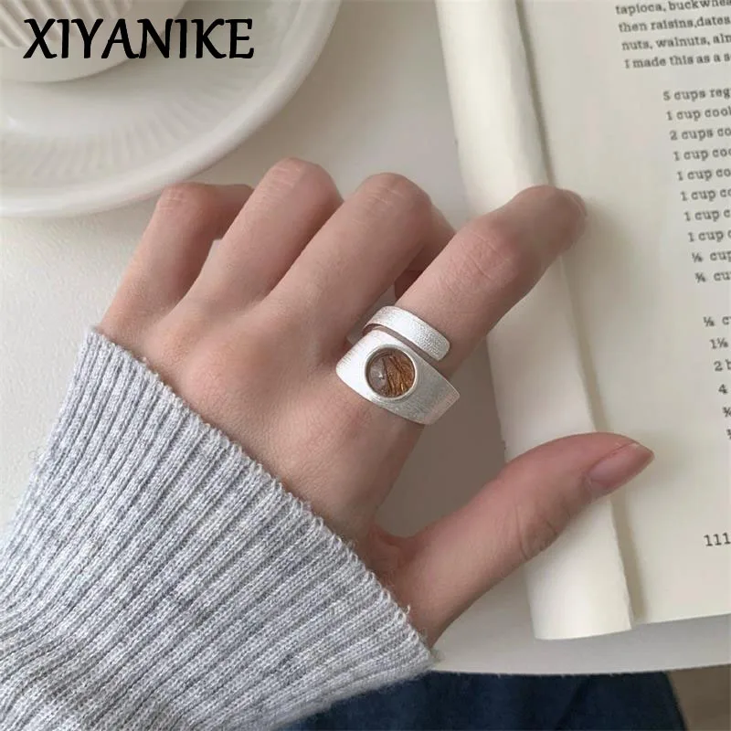 

XIYANIKE Matte Stone Wide Adjustable Open Finger Rings For Women Girl Punk Fashion New Jewelry Gift Party Street кольцо