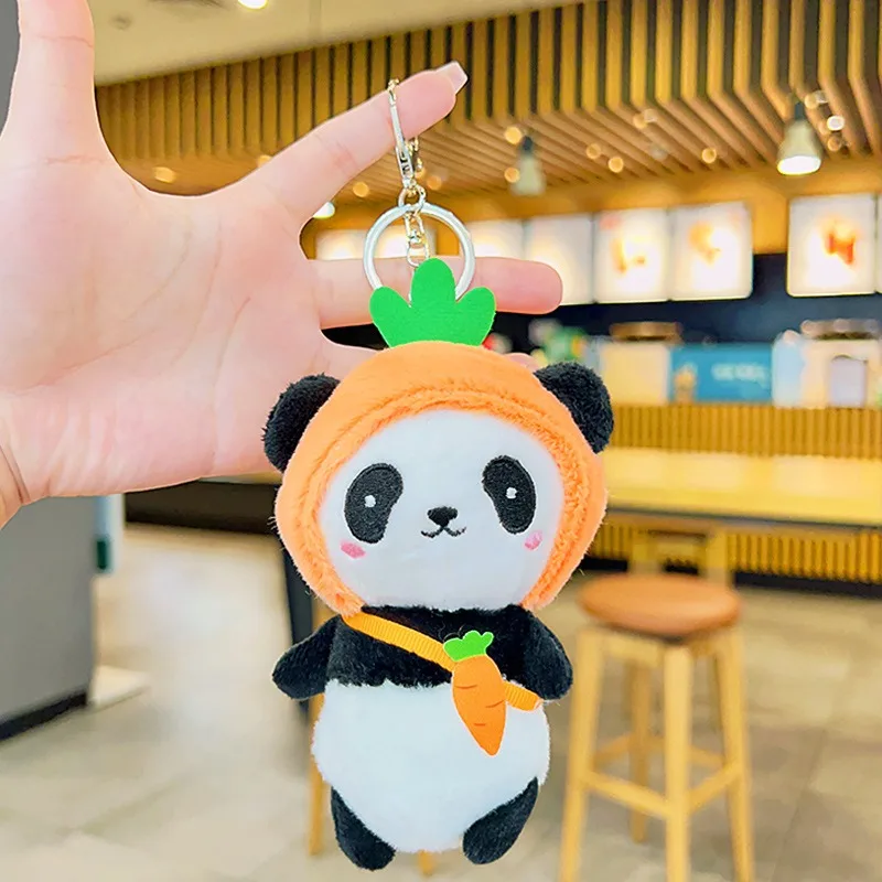 1PC Fruit Panda Plush Toy Cute Cartoon Backpack Pendant Doll Claw Machine Prize Wholesale Bag Charm Stuffed Animal Accessories
