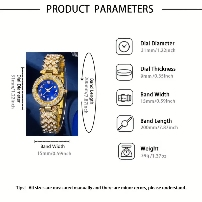 5pcs Ladies' Exquisite Quartz Watch Set with Accessories, Gift