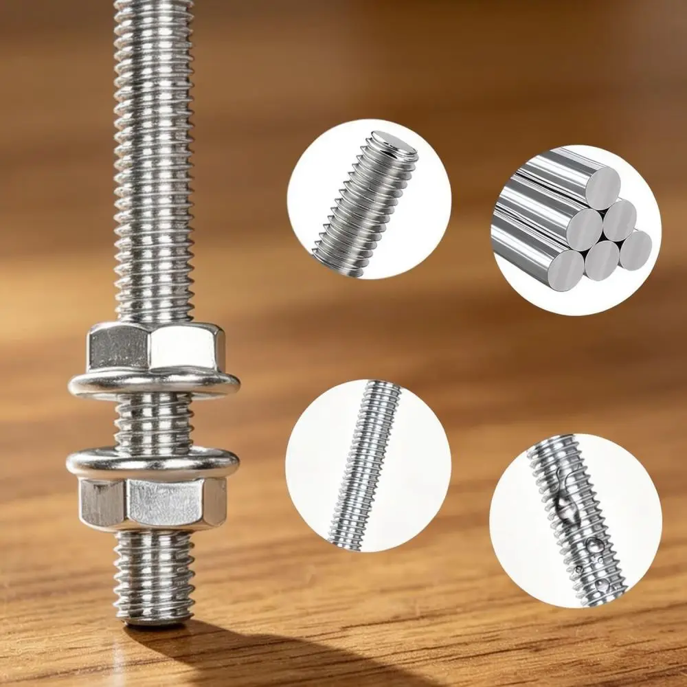 High Quality M8 Threaded Rods And Nuts Set Industrial Fastening Hardware For Structural Support And Mechanical Repair