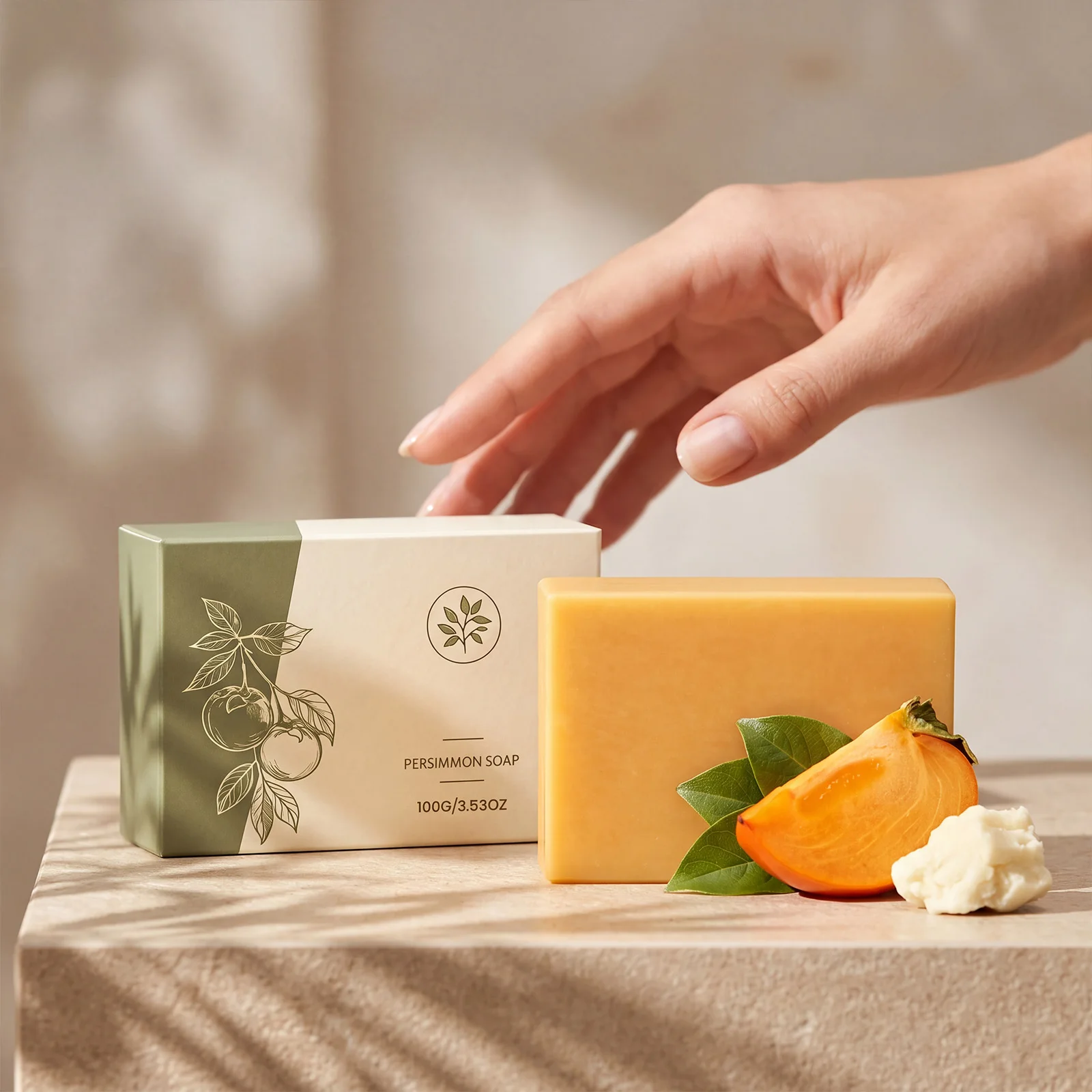 Persimmon Soap Bar Gentle Cleansing Body Wash Moisturizing Hydrating Bath Soap Long-Lasting Scent Barrier Protection Skin Care
