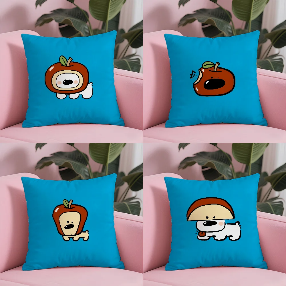 

Cute apple puppy ANIME Pillow Case Anti-dustmite Pillowcase Invisible zipper silky short plush Sofa cushion cover