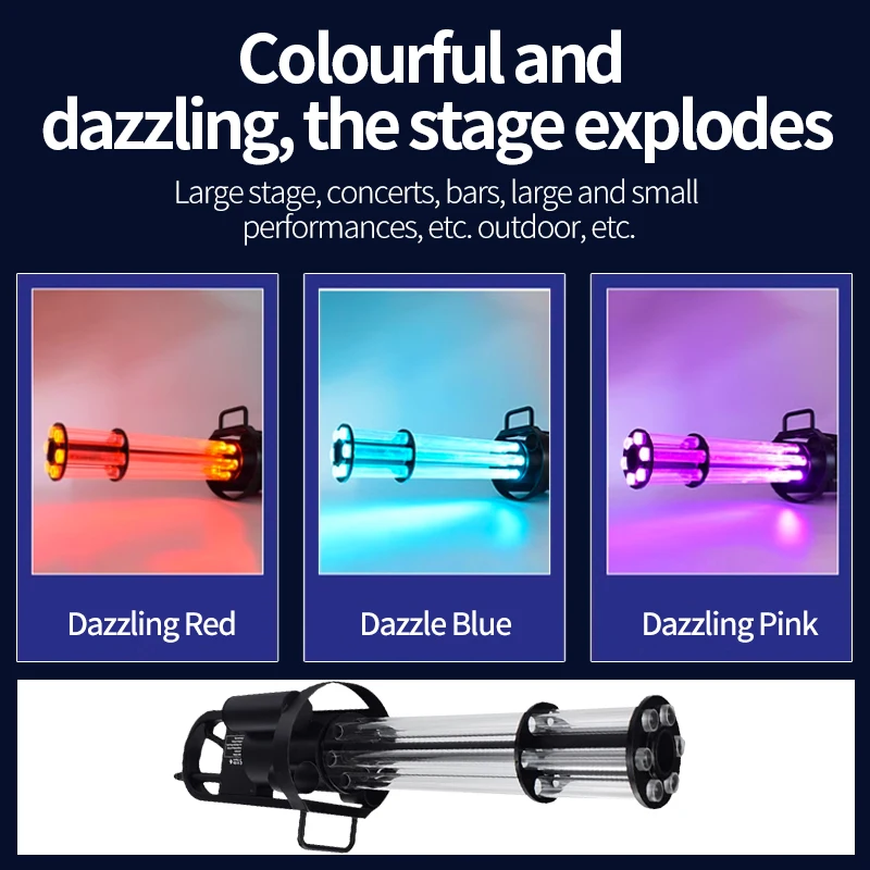 Imagem -04 - Handheld Led Light Gun para Discoteca e Discotecas Rgb 3in Sparking Gun Coluna de ar Gatling Nevoeiro Co2 Máquinas de Fumaça