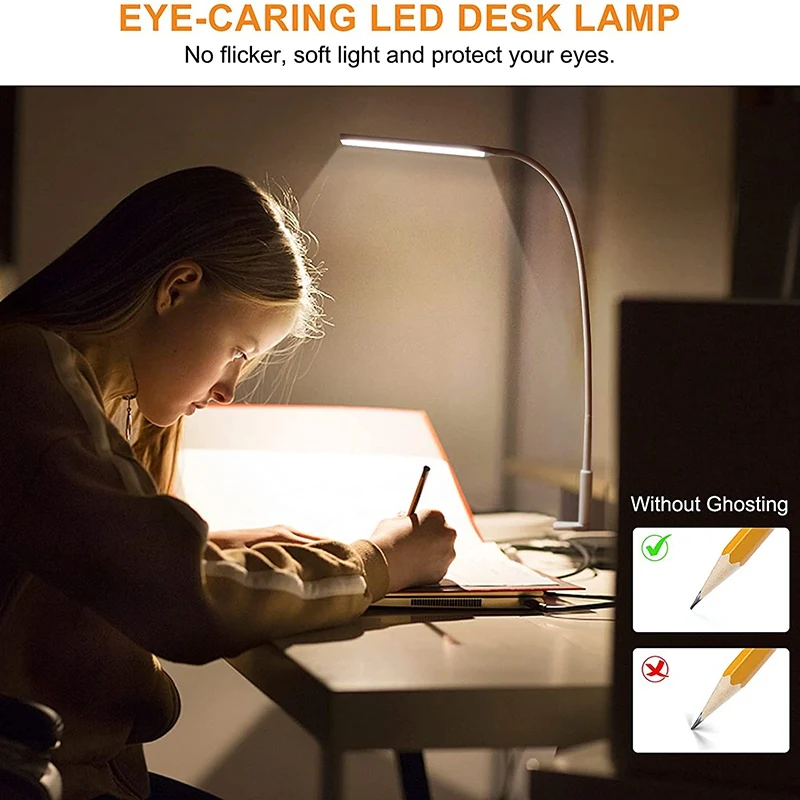 Светодиодная настольная лампа, настольная лампа с поворотным кронштейном и зажимом, гибкая рабочая лампа на гибкой стойке, настольная лампа Architect, белая