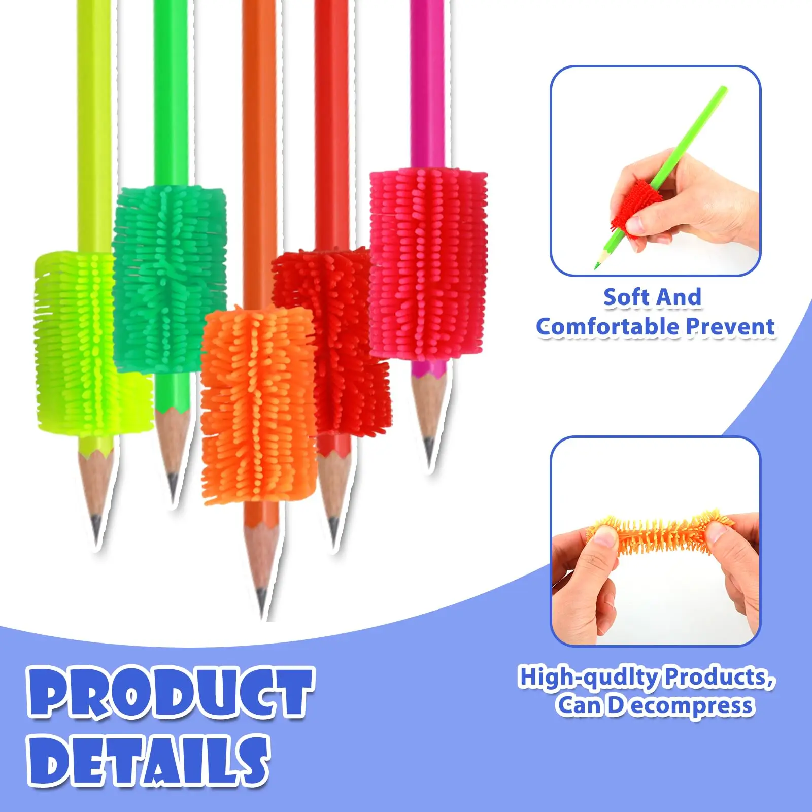 Conjunto de canetas de alívio do estresse brinquedo conjunto de canetas de pelúcia de seda de silicone libera pressão, espremere criativamente, novo brinquedo de alívio do estresse das crianças