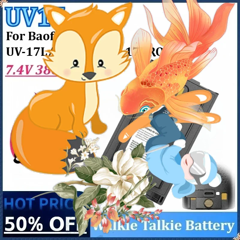 

New 7.4V 3800mAh 13.32Wh BL-UV17 Rechargeable Li-ion Battery for Baofeng UV-17 Pro BL-17UV UV-17L UV-17 PlusV1 V2 UV-17 Max
