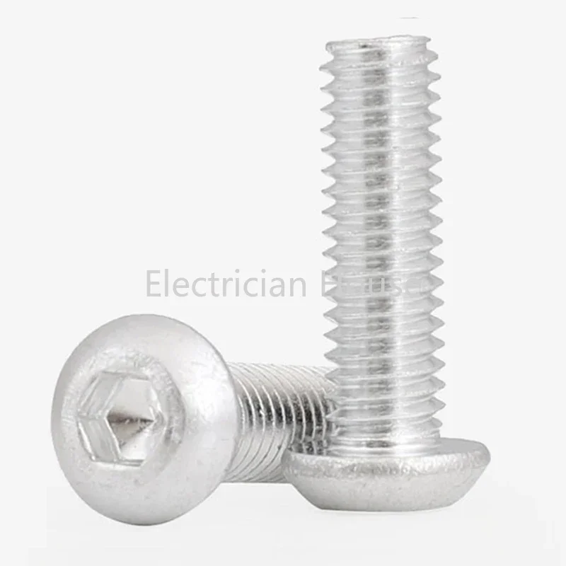 6063 #   อลูมิเนียม 10/20/ 50 ชิ้น/ล็อต M2 M2.5 M3 M4 M5 M6 M8 Hexagon Hex ซ็อกเก็ตสกรูหัวปุ่มสกรูแบนหัวสกรู