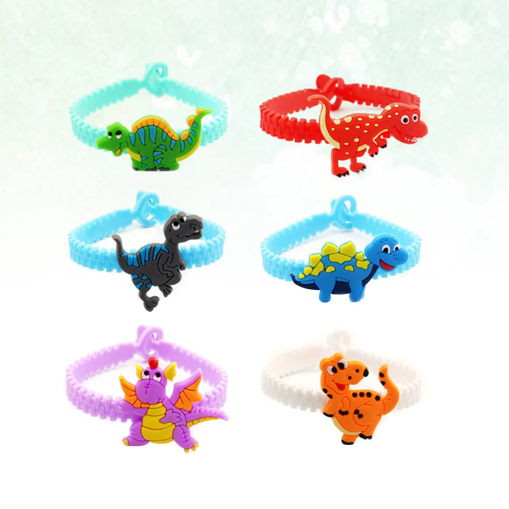 

12 Pcs Girl PVC Dinosaur Bracelet Child Kids Bracelets Colored Wristbands Girls