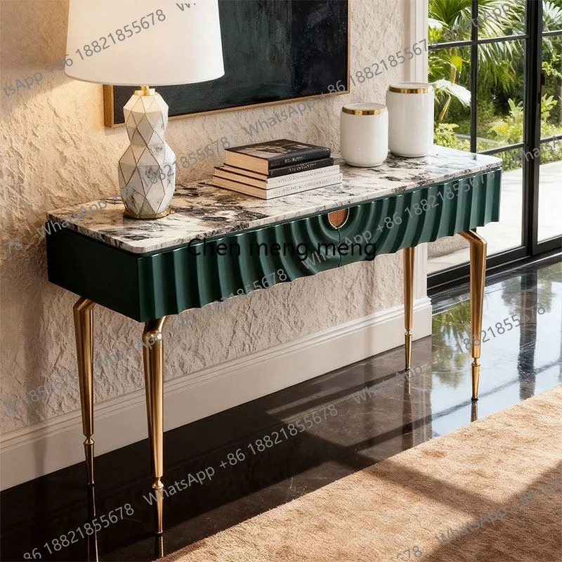 

Living room modern strip case luxury stone entrance table Living room entrance rack high-end