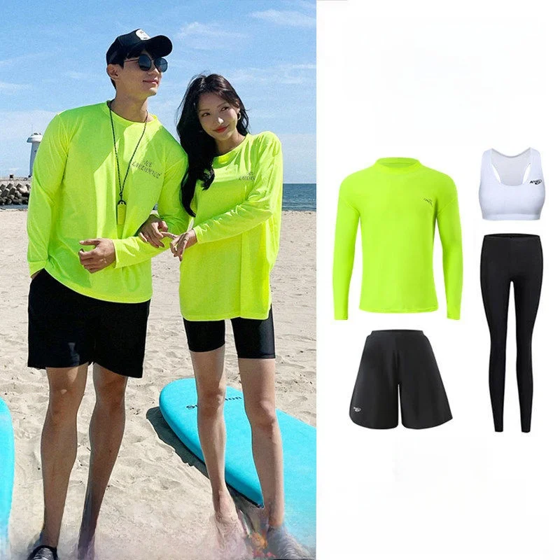 

Women's Wetsuit Long Sve Long Pants Jellyfi Suit Sunscreen Separate Swimming Costume Surfing Diving Couple Set