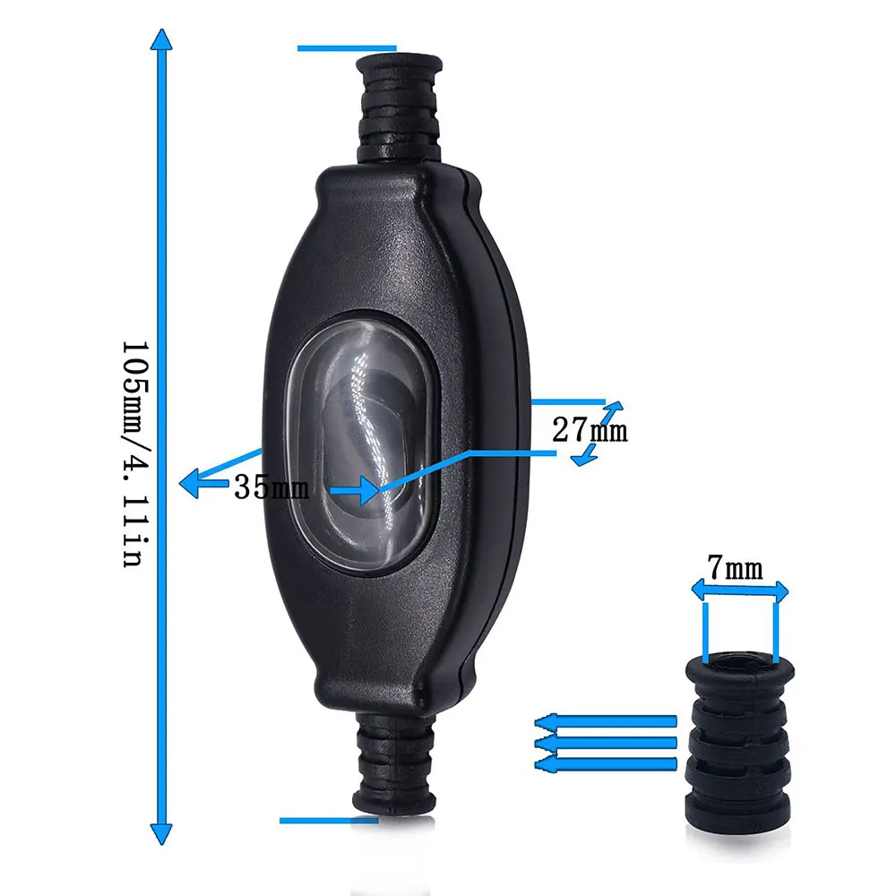 1Pcs 204 IP65 Waterproof Dustproof In-line Switch High Working Power ON-OFF Push Button 3A 250V