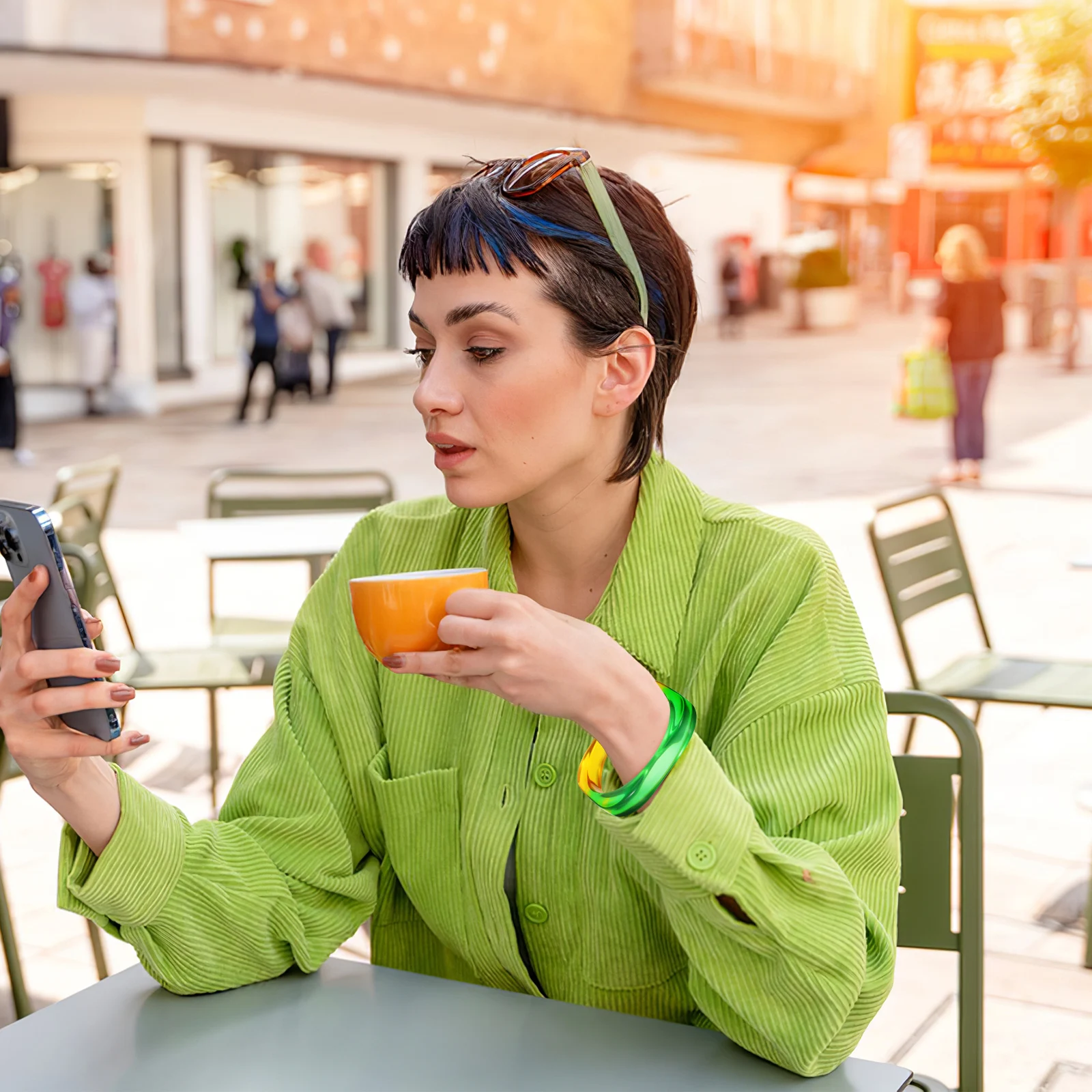 

4Pcs Gradient Acrylic Chunky Bangle Bracelets Women Lightweight Comfortable Jewelry Set Fashion Acrylic Bracelet