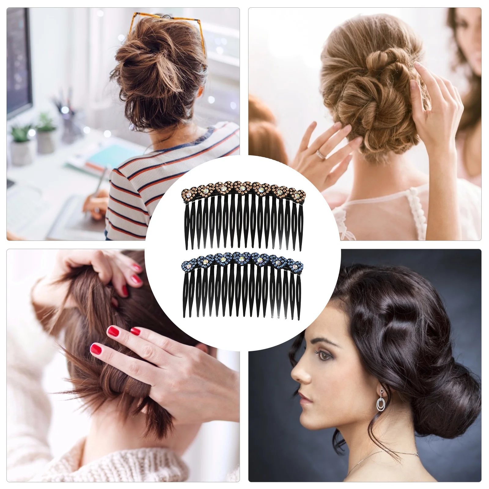 

2 шт., пластиковые заколки для волос, расчески, нескользящая челка, заколка для волос, классическая боковая расческа, шпильки для женщин, повседневное украшение для волос, укладка