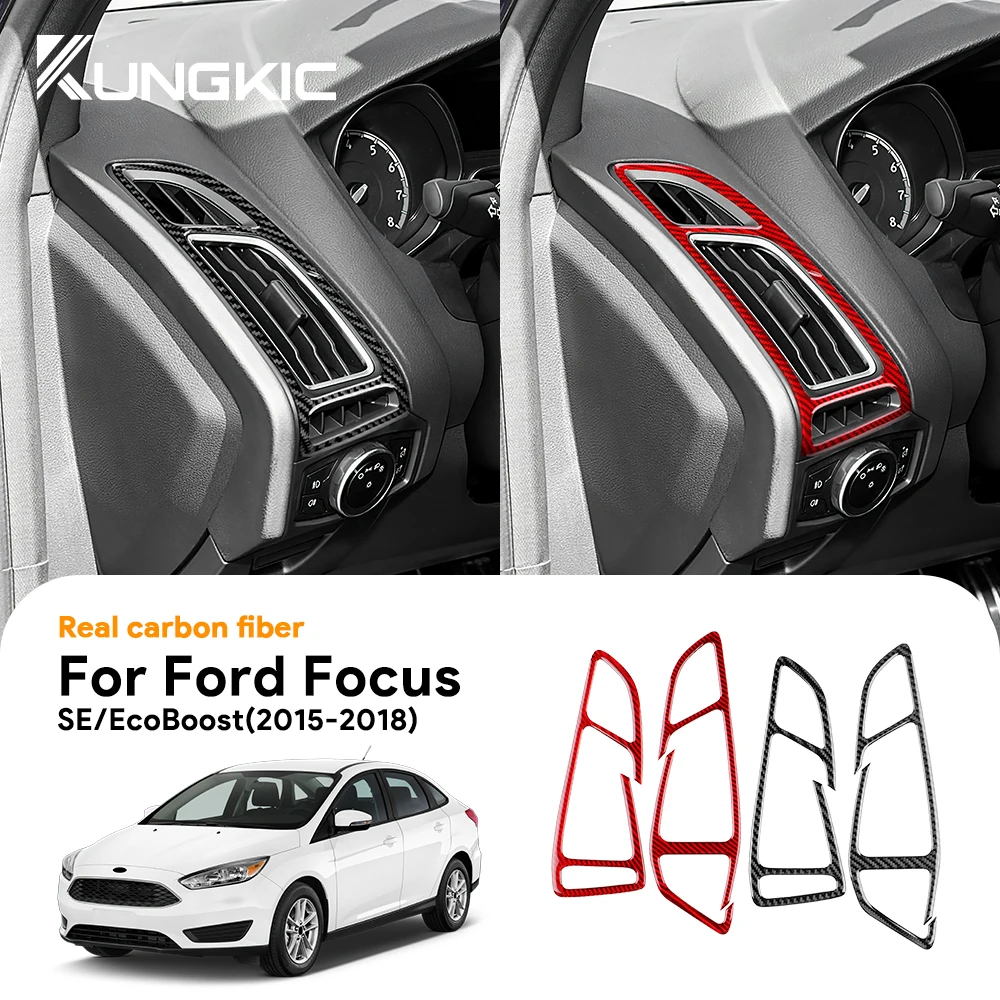 

LHD RHD Real Soft Carbon Fiber Sticker For Ford Focus SE RS ST Ecoboost 2015 2016 2017 2018 Car Side of Instrument Outlet Frame