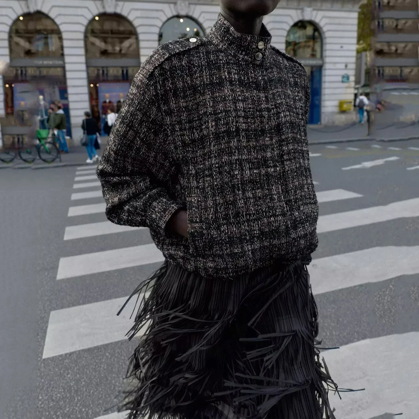 Z 2025 New Faion Metal Color Line Structure Pilot Jaet Women's Outerwear 92872 Sli Knitwear from China