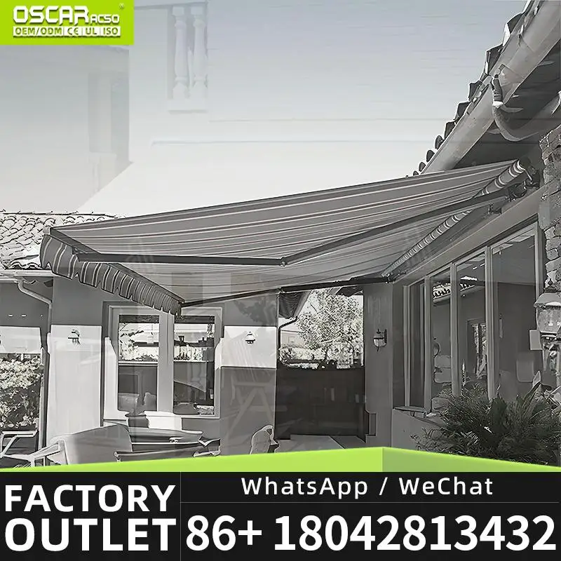 Outdoor Retractable Folding Awning Motorized Full Cassette for Patio Garden Balcony with Sturdy Design and Easy Installation Ret