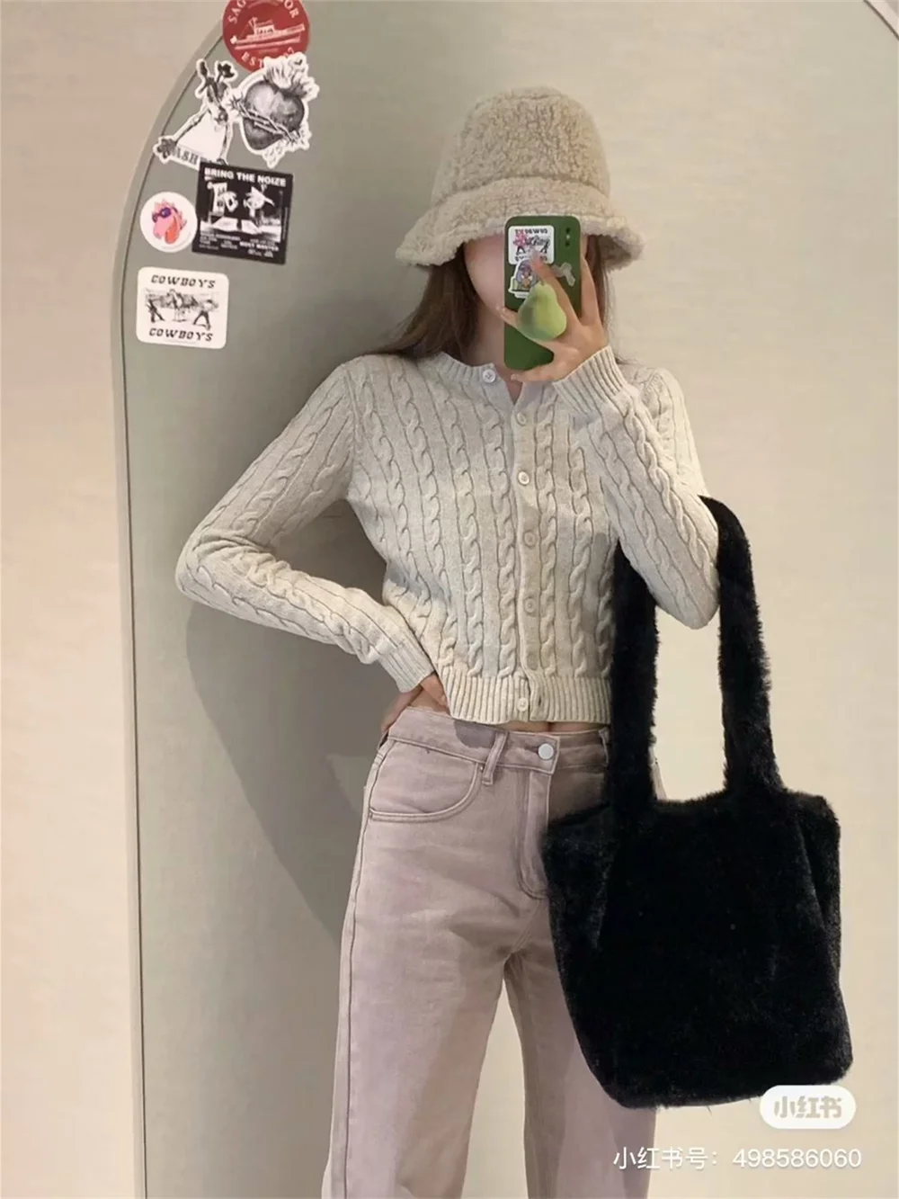 Fashion Women Sweater 2023 Autumn Casual Ladies Commuter Short Hemp Gray Cashmere Cardigan Sweater For Women\'s Chic Tops