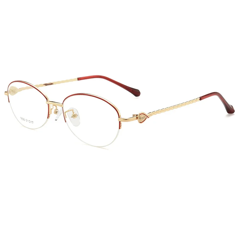 51-17 نظارات قراءة نسائية جديدة خفيفة للغاية بنصف إطار بيضاوية مضادة للأزرق عدسات طبية مخصصة لقصر النظر الاستجماتيزم #4