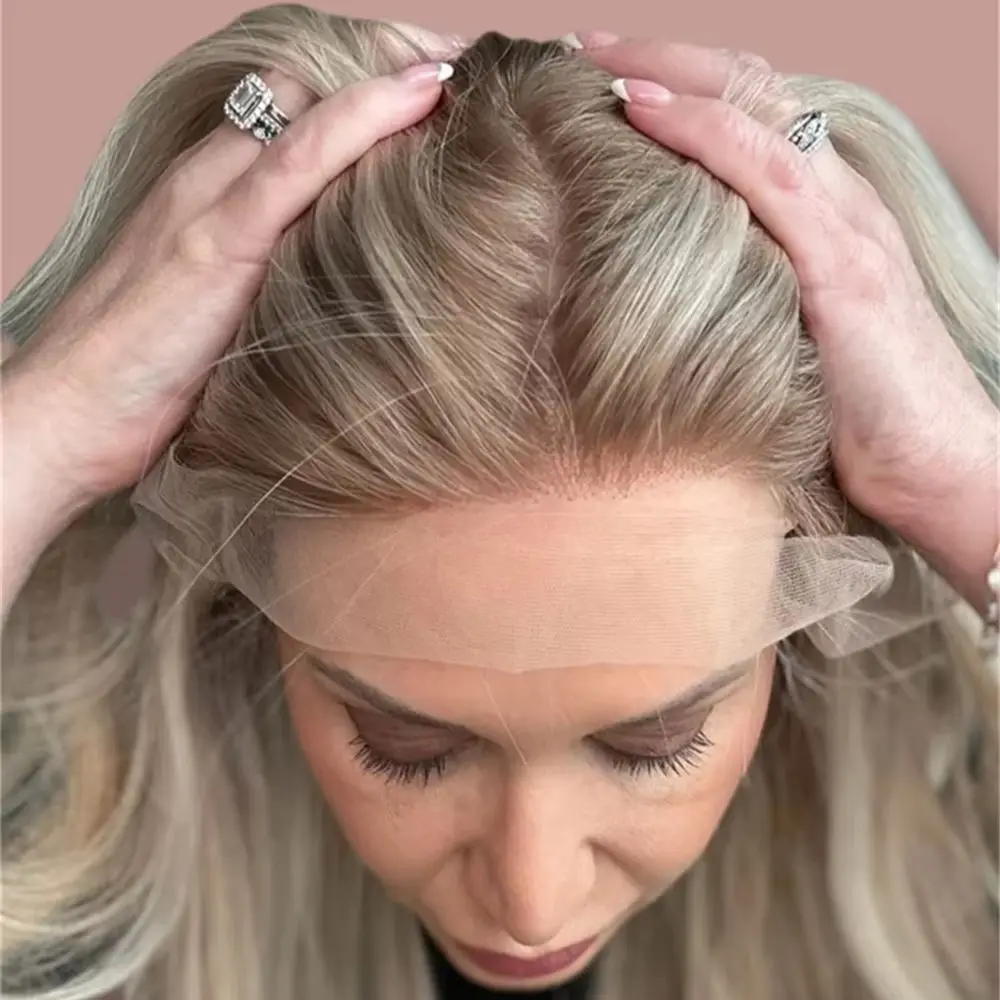 New Style Ombre Creamy Blonde Synthetic HD Lace Front Wig Heat Resistant Fiber Wig Preplucked Hairline Glueless Wig Middle Part