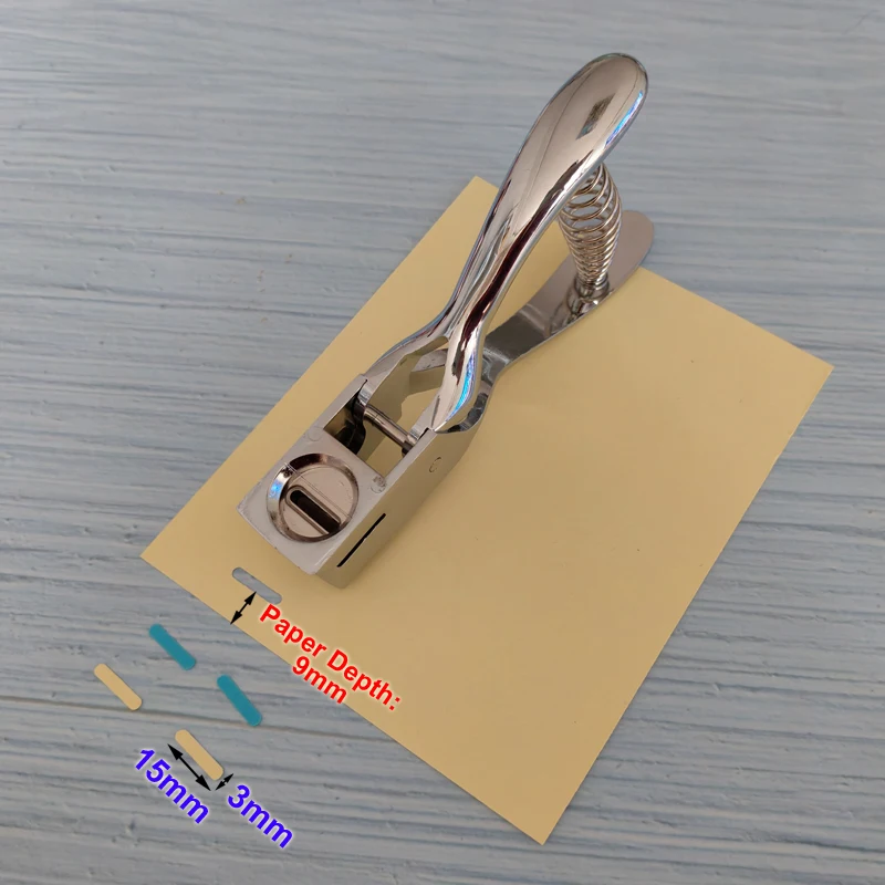 15X3mm 15x4mm 슬롯 구멍 펀처 ID 카드 배지 사진 펀치 휴대용 금속 강철 도구 실버