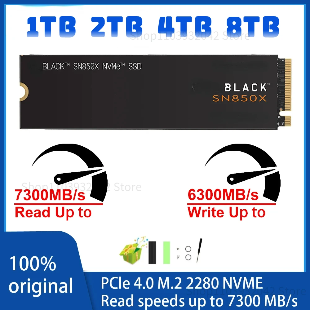 

2024 NEW 8TB 4TB 2TB BLACK WO SN850X 1TB NVMe Built-in solid state drive PCIe 4.0 Gen4 technology SSD, up to 7300 MB/s M.2 2280