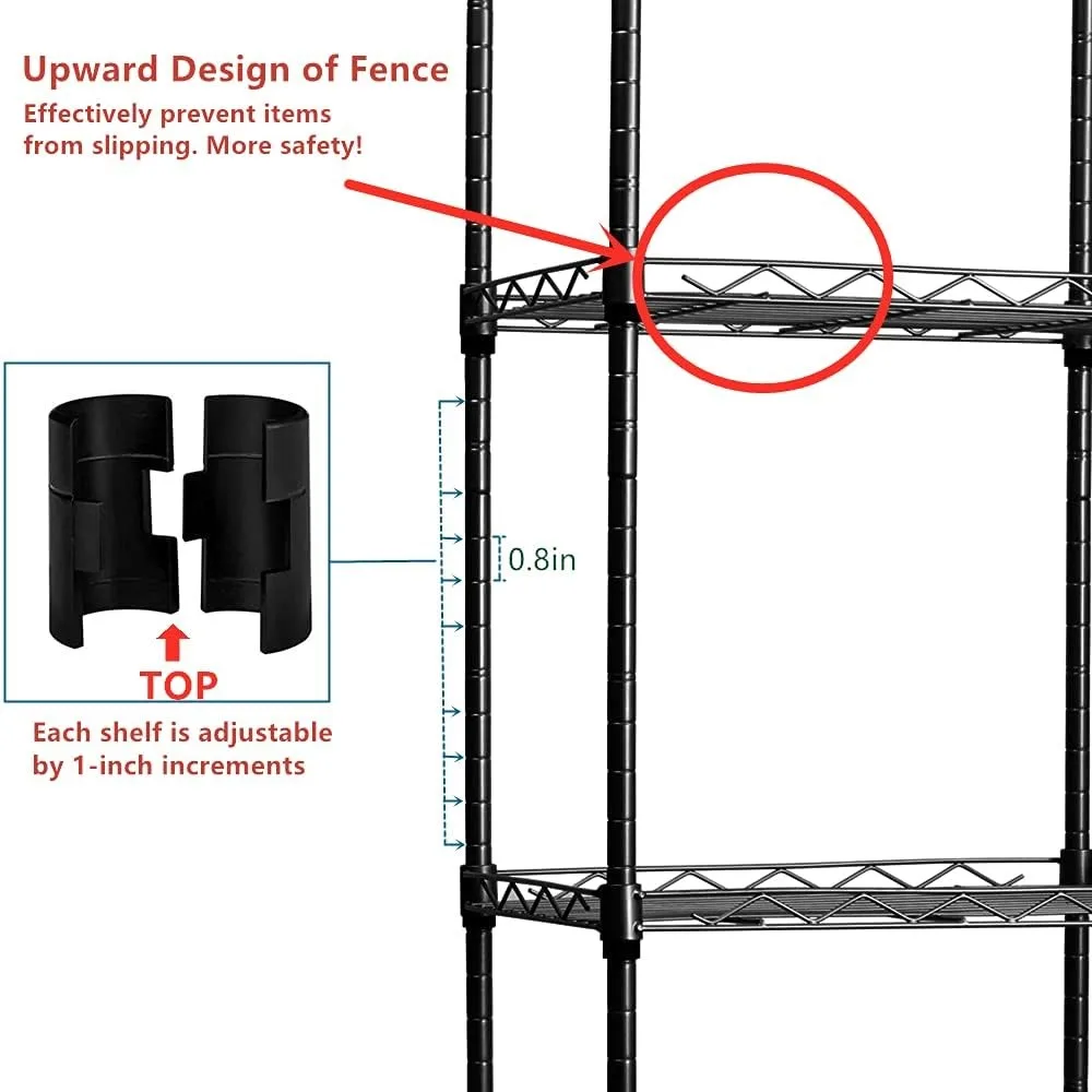 Regiler-Steel Storage Rack, 6 Wire Shelving, Unidade Ajustável, Prateleiras para Lavanderia, Banheiro, Cozinha, Despensa, Armário