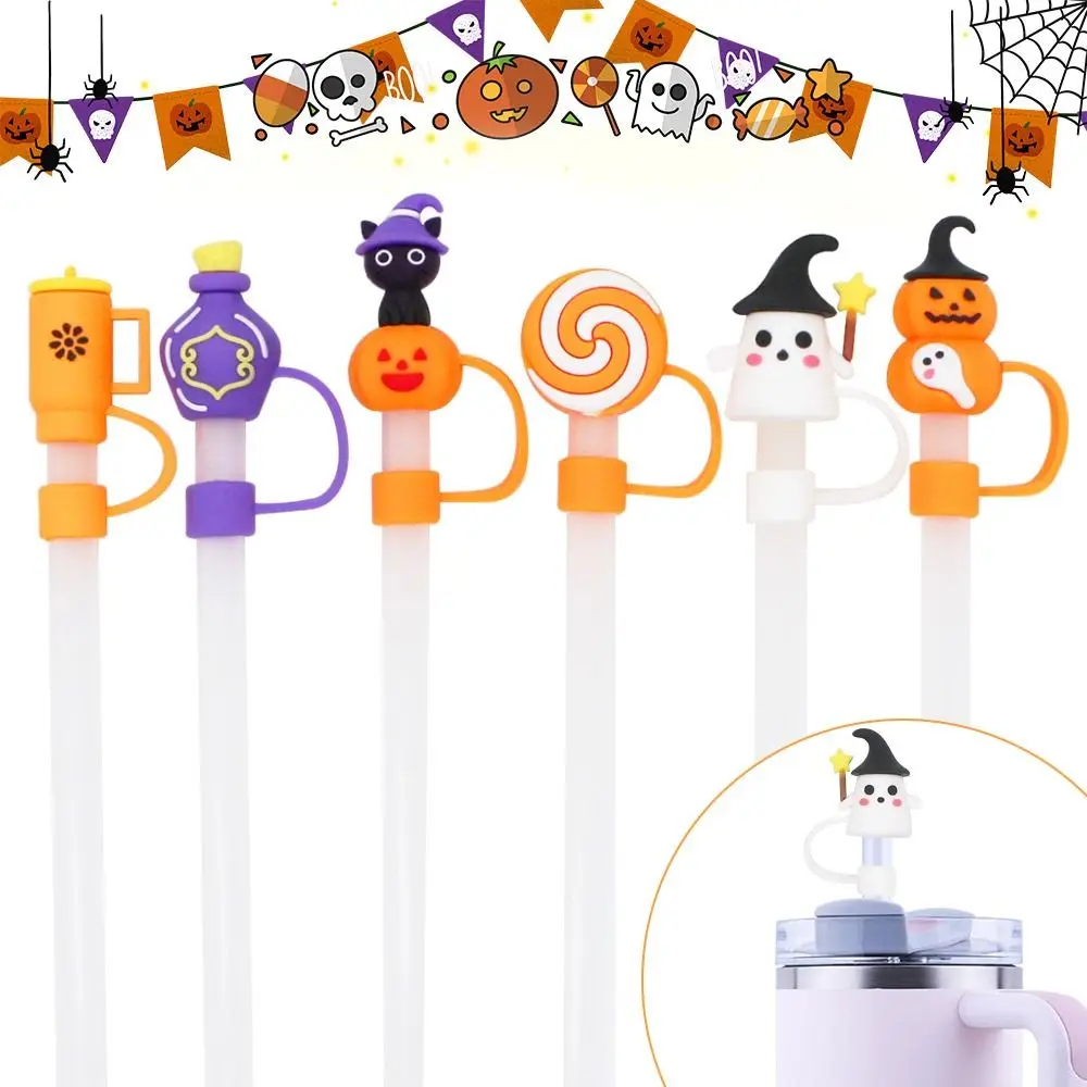 10mm Cute Halloween Straw Cap Splash-proof Silicone Straw Tips Cover Reusable Straws Accessories Straw Stoppers