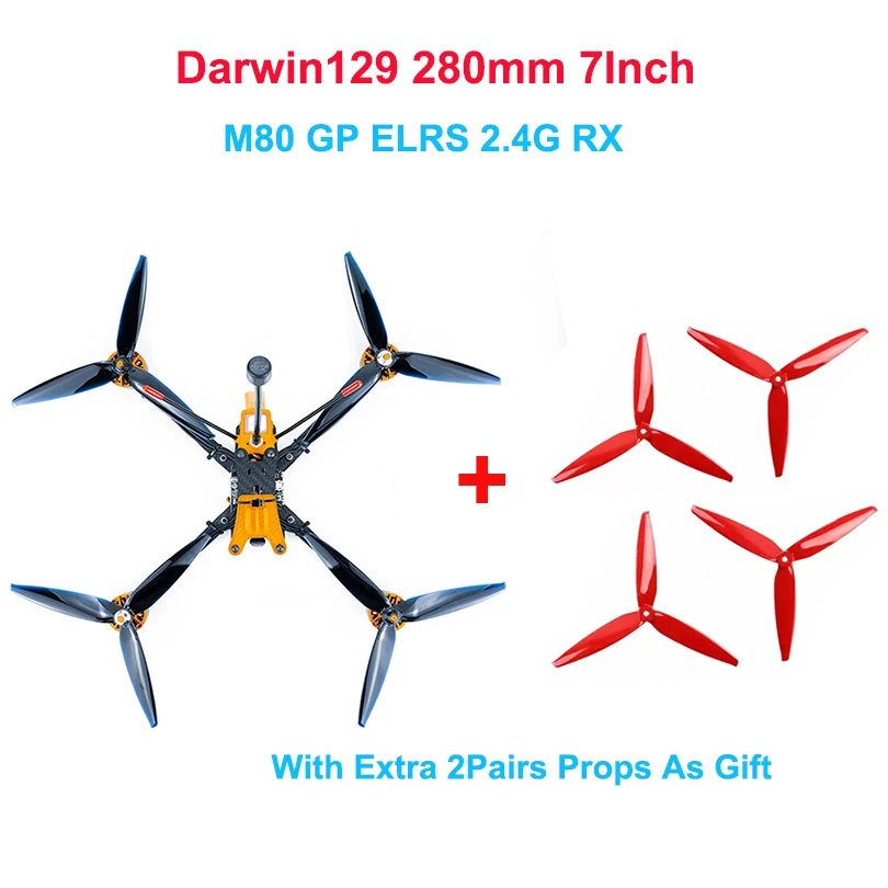 DarwinFPV Darwin129 7Inch FPV Drone Quadcopters ELRS 2.4G Receiver M80 GPS F4 OSD 50A BLHeli_S Dshot600 800mW 1200TVL Camera FPV